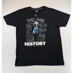 OKC Thunder Westbrook Shirt Mens Large NBA Triple Double Record History Black L